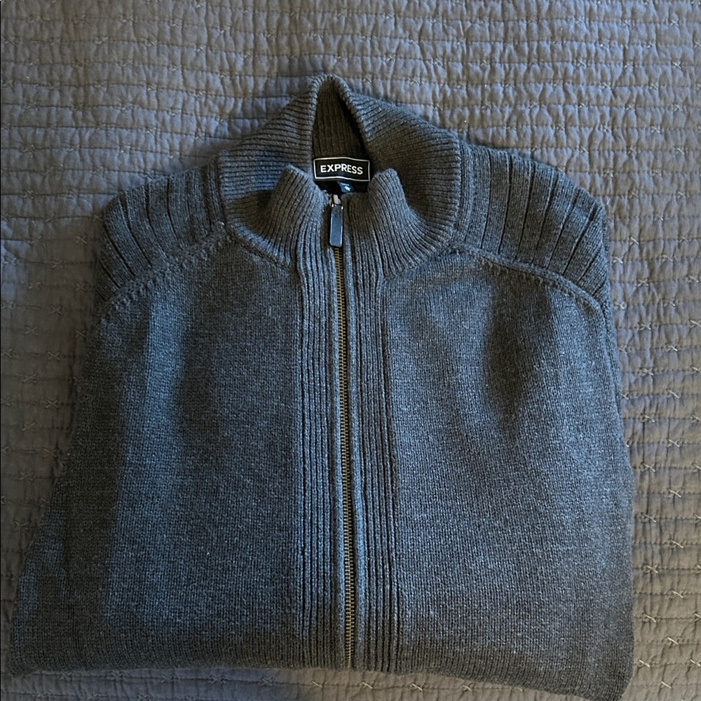 Express Charcoal Zip-Up Men's Sweater